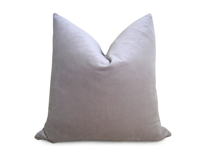 Plush Velvet Pillow Cover - Silver Gray