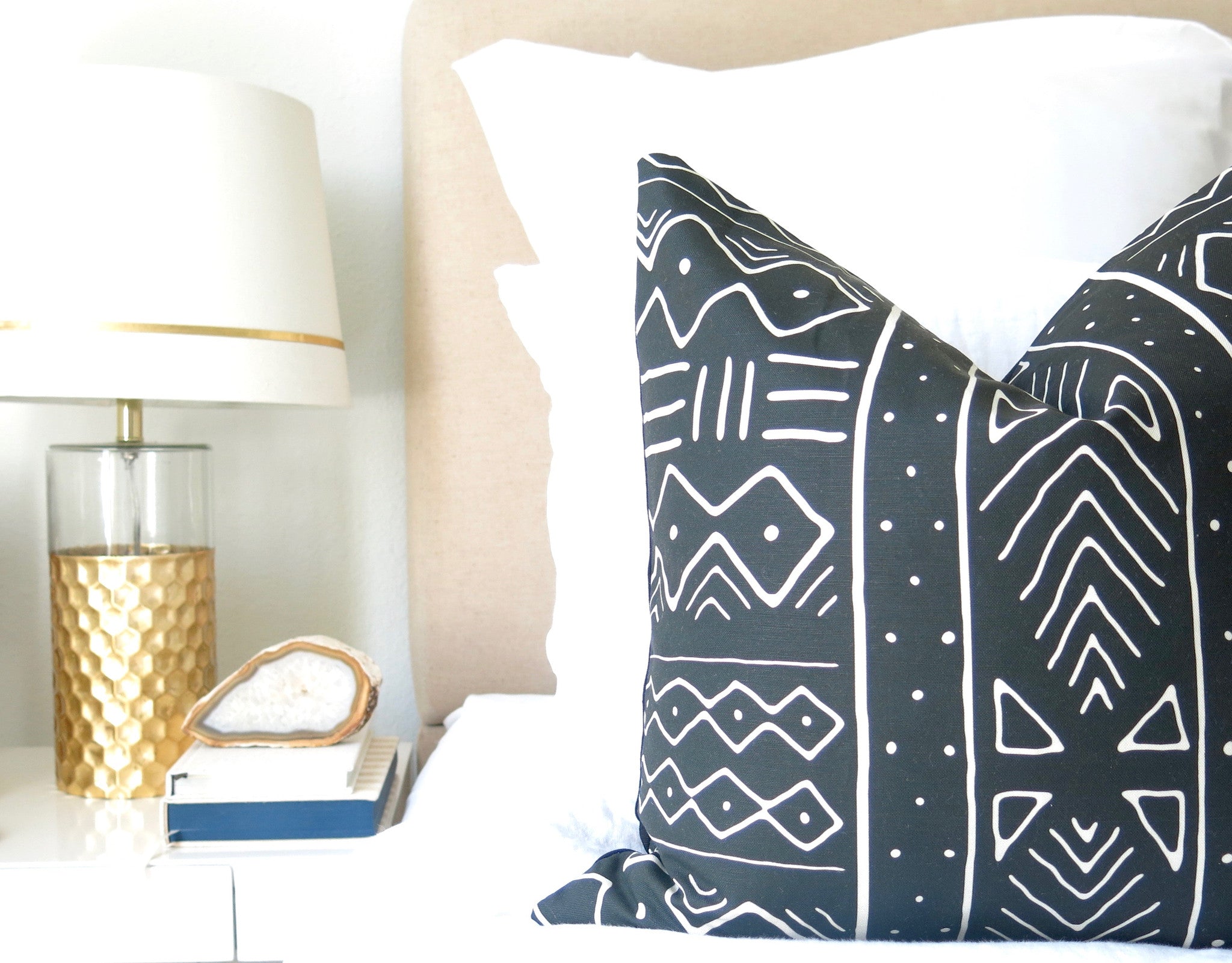 Mudcloth Pillow Cover - Faded Black