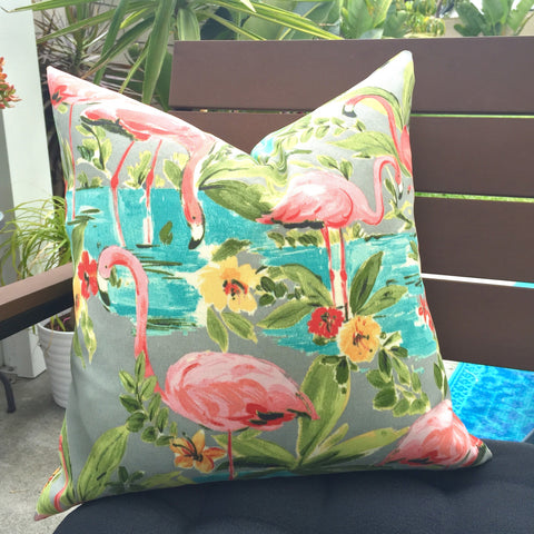 Flamingo Outdoor Pillow Cover - Taupe