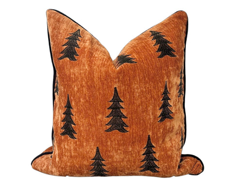 Copper Velvet Christmas Tree Pillow Cover