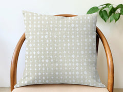 Embroidered Linen Pillow Cover - Beige