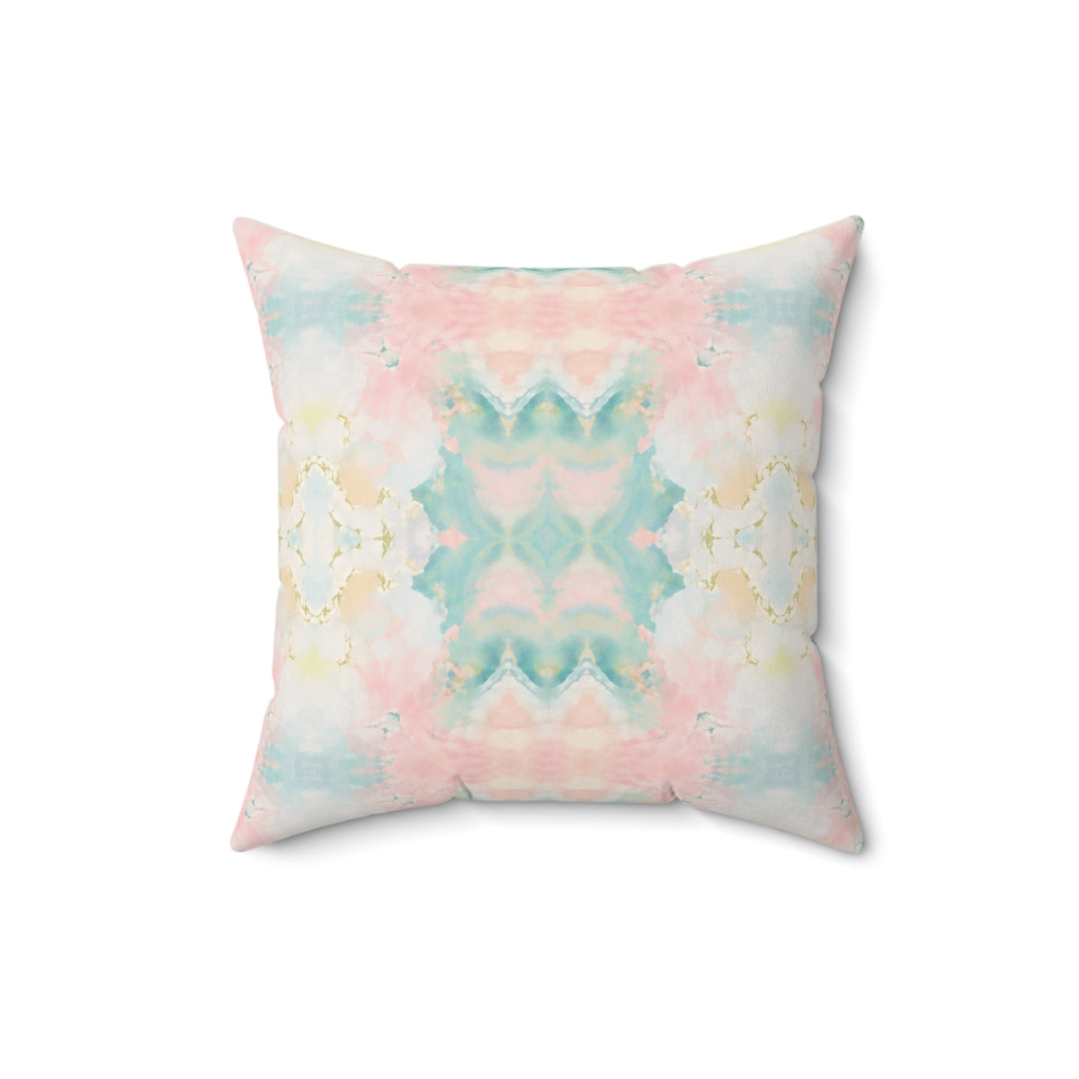 Pastel Watercolor Matte Velveteen Pillow | Soft Pink Teal Abstract - Grand Millennial Style - Boho Decorative Cushion
