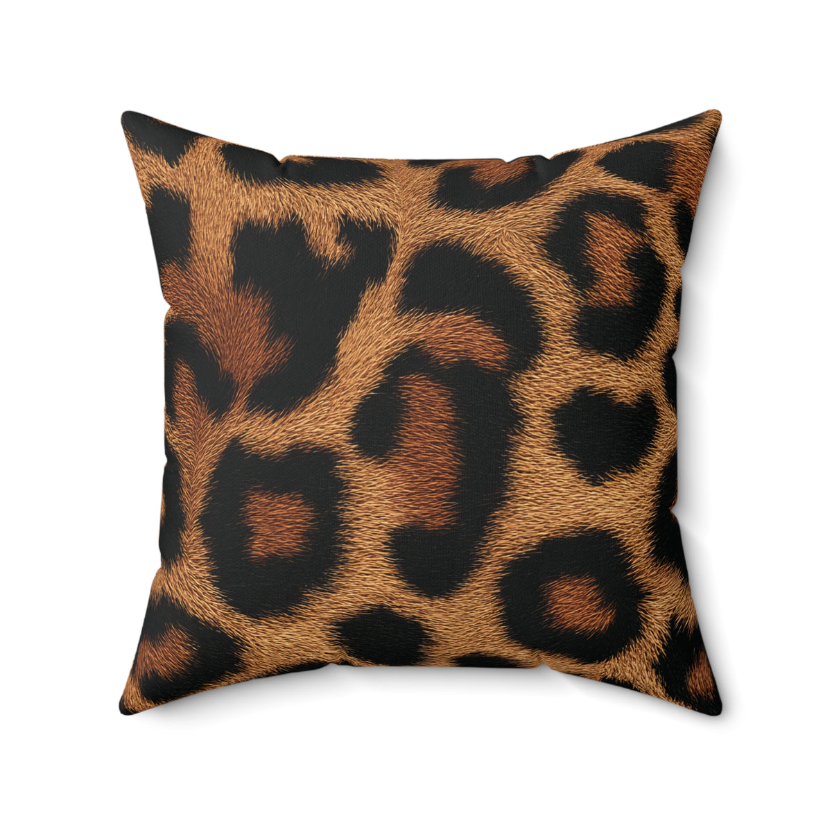Leopard Print Faux Suede Square Pillow | Animal Print Throw Pillow | Insert Included