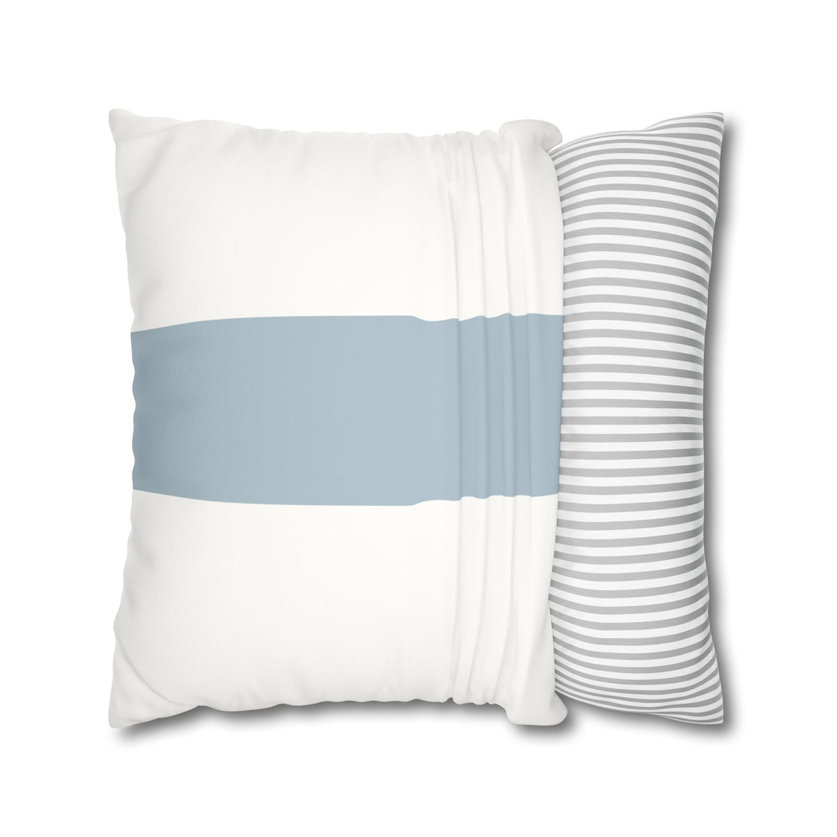 Dusty Blue Mezzo Stripe Matte Velveteen Pillow Cover - Coastal Decor - Gray Blue