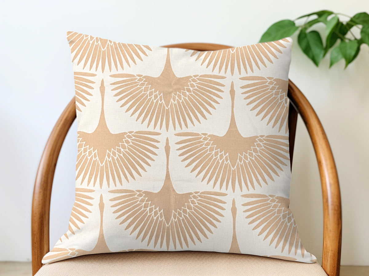 Bird Flock Cut Velvet Pillow Cover - Blush