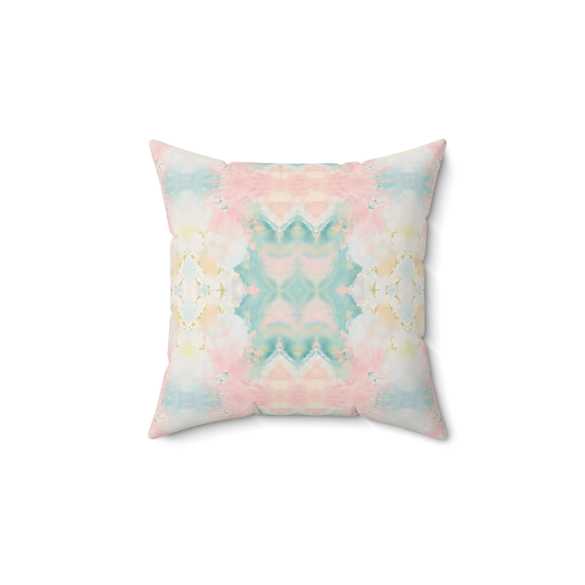 Pastel Watercolor Matte Velveteen Pillow | Soft Pink Teal Abstract - Grand Millennial Style - Boho Decorative Cushion