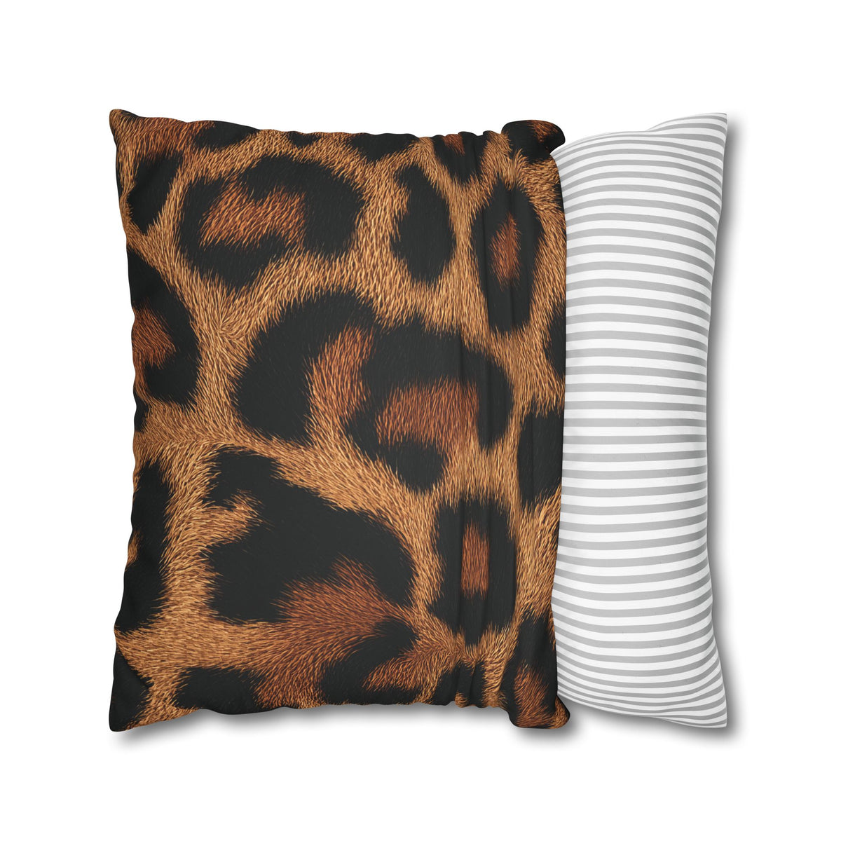 Leopard Print Faux Suede Square Pillow | Animal Print Throw Pillow | Insert Included