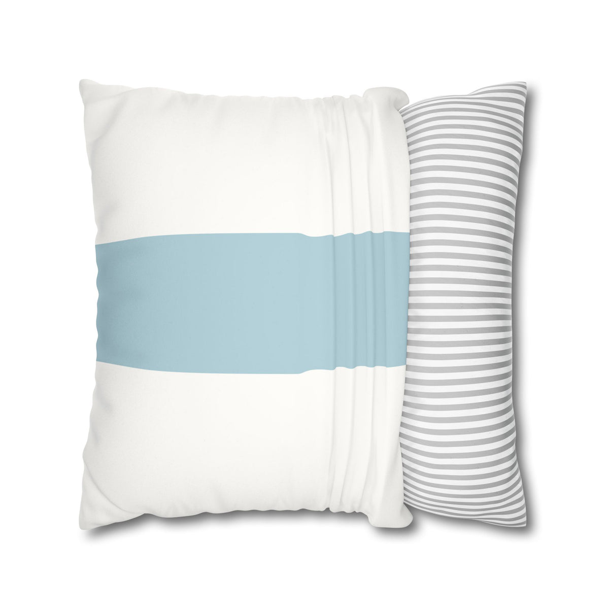 Mineral Blue Mezzo Stripe Matte Velveteen Pillow Cover - Coastal Design - Light Blue
