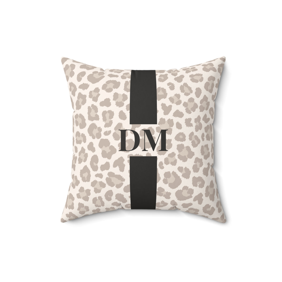 Matte Velveteen Leopard Monogram Pillow - Custom Gift, Blush Pink Personalized Cushion