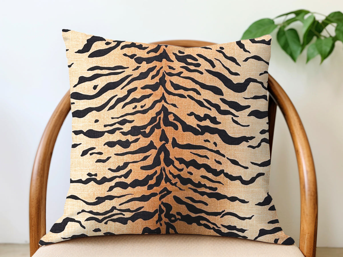 Linen Tiger Pillow Cover - Natural