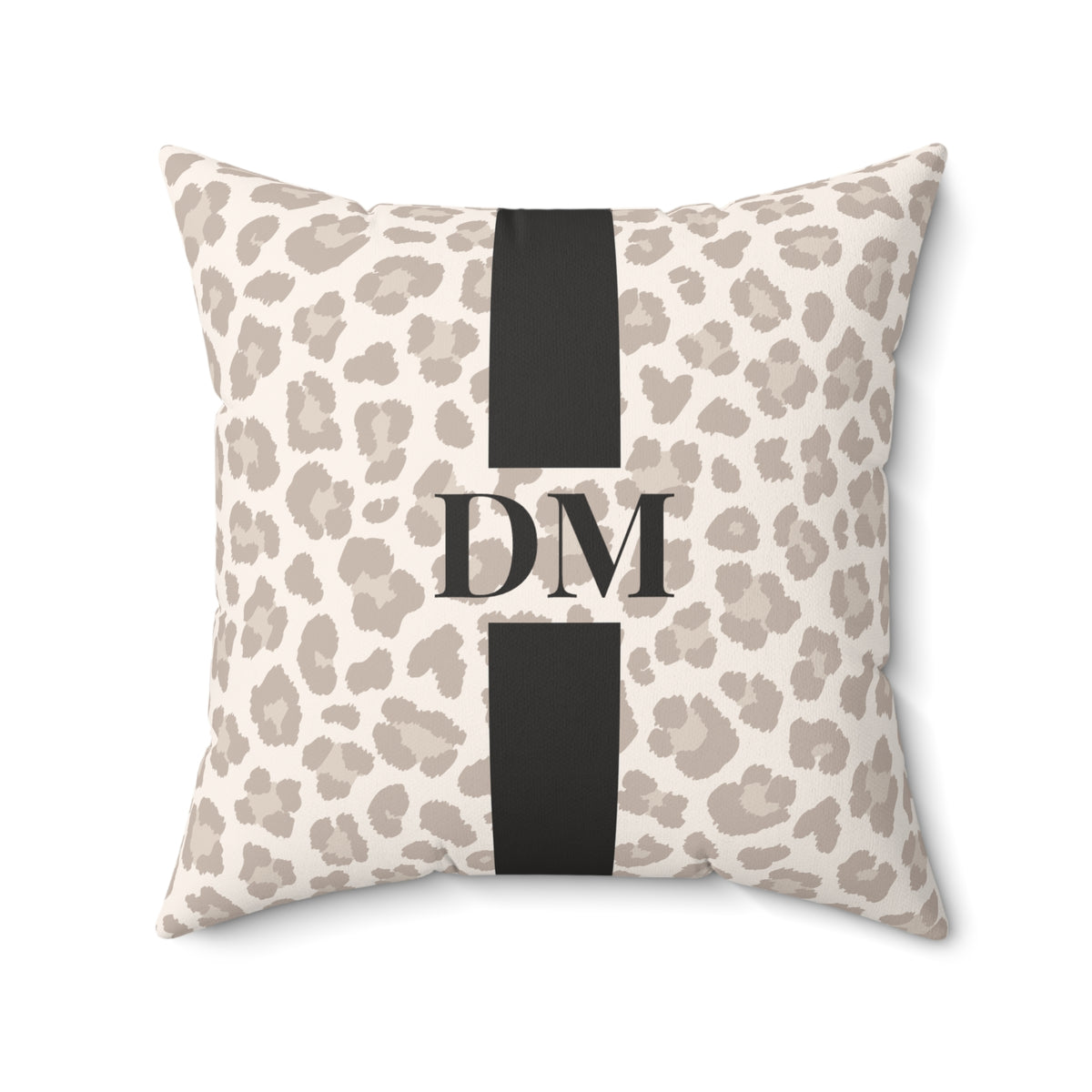 Matte Velveteen Leopard Monogram Pillow - Custom Gift, Blush Pink Personalized Cushion