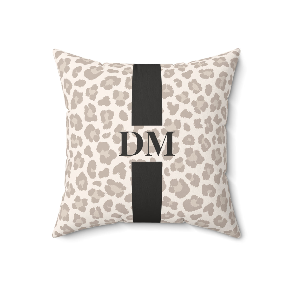 Matte Velveteen Leopard Monogram Pillow - Custom Gift, Blush Pink Personalized Cushion