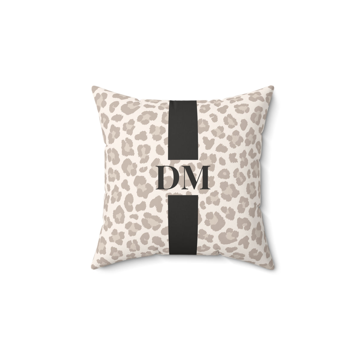 Matte Velveteen Leopard Monogram Pillow - Custom Gift, Blush Pink Personalized Cushion