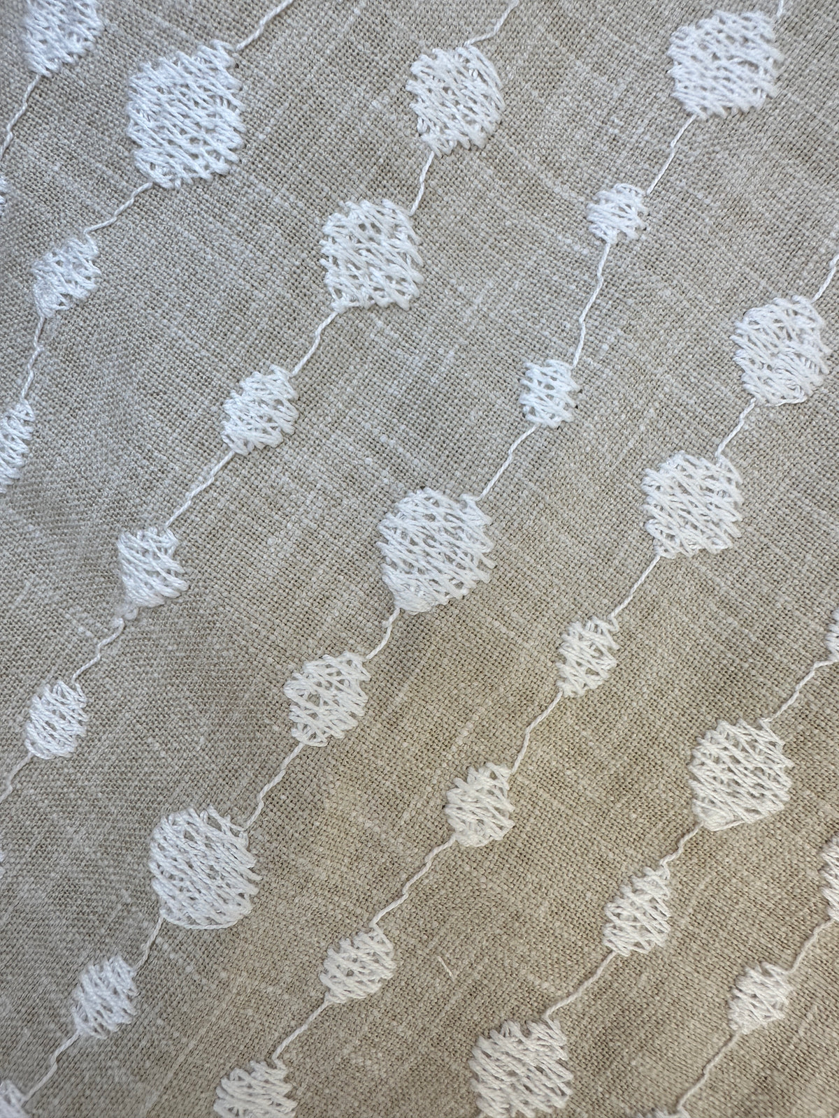 Embroidered Linen Pillow Cover - Beige