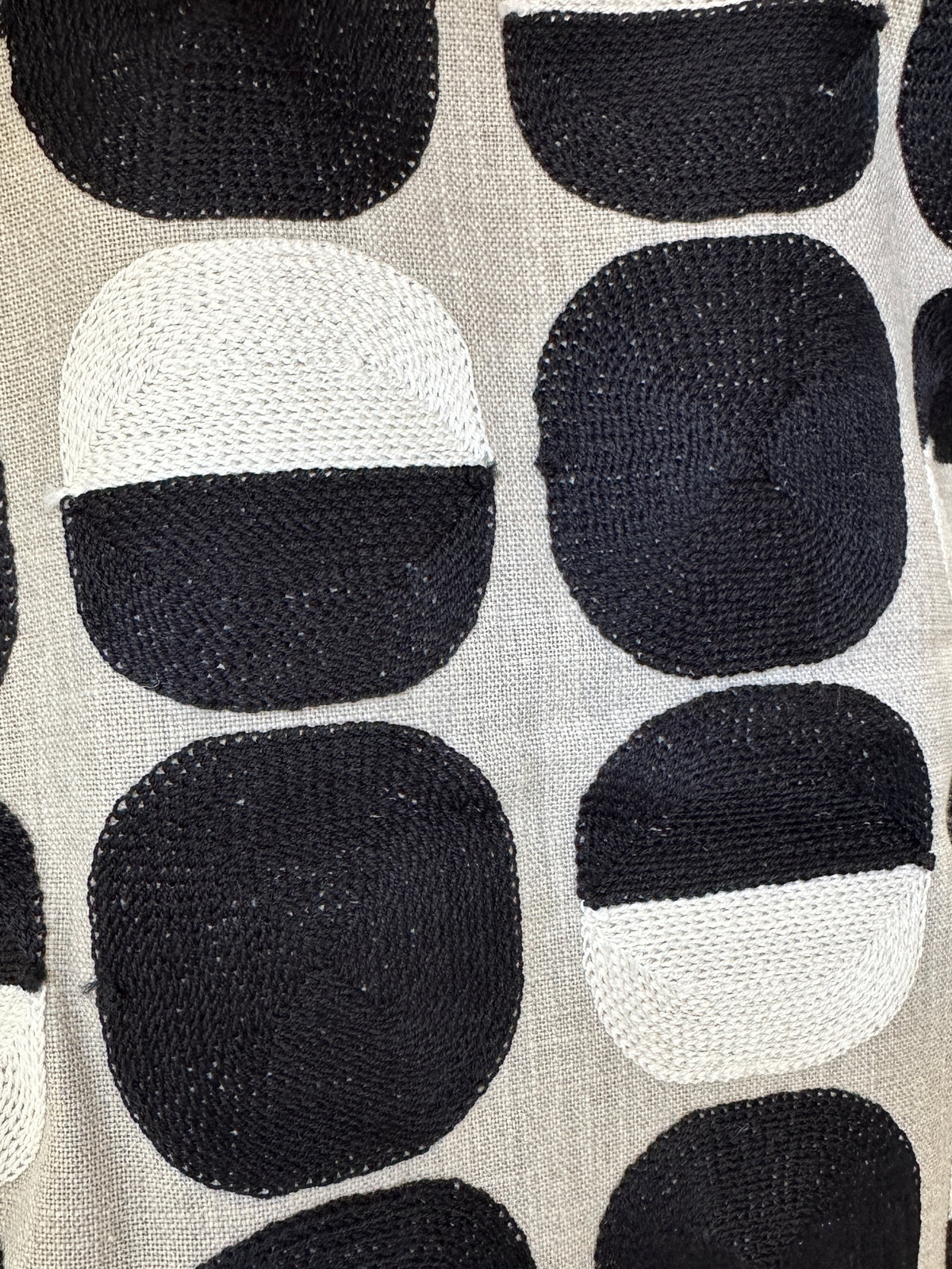 Embroidered Oval Pillow Cover - Black