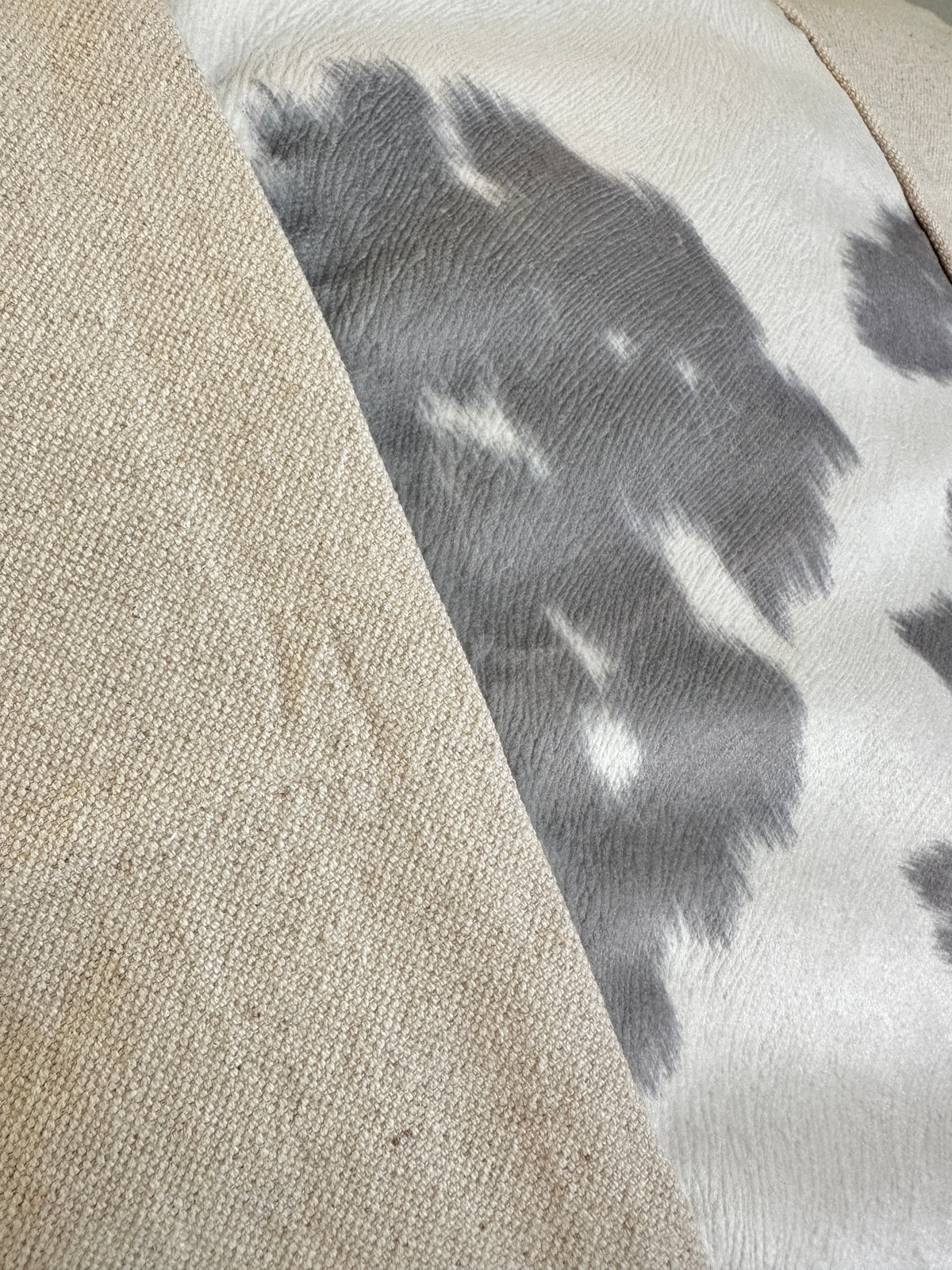 Faux Fur Cow Mezzo Pillow Cover - Gray