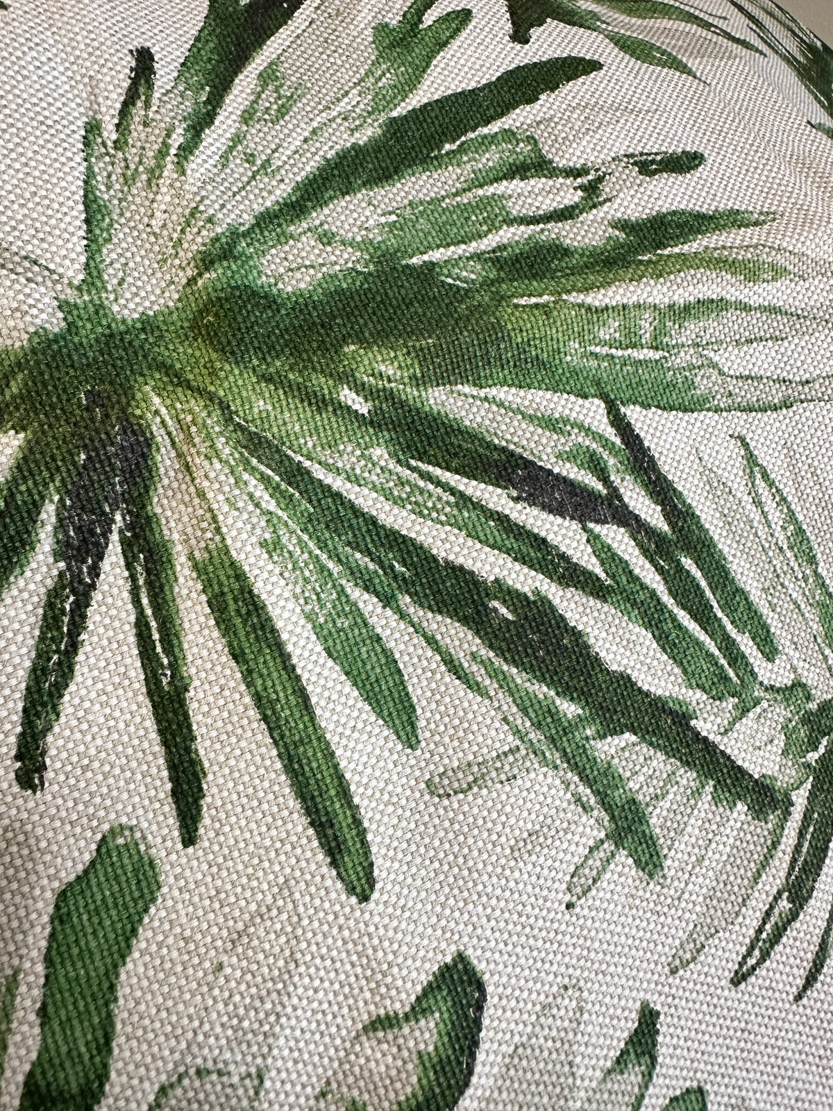 Linen Leaf Pillow Cover - Green