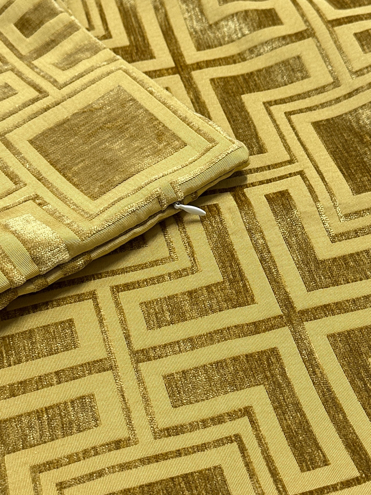 Cut Velvet Squares Pillow Cover - Bright Gold