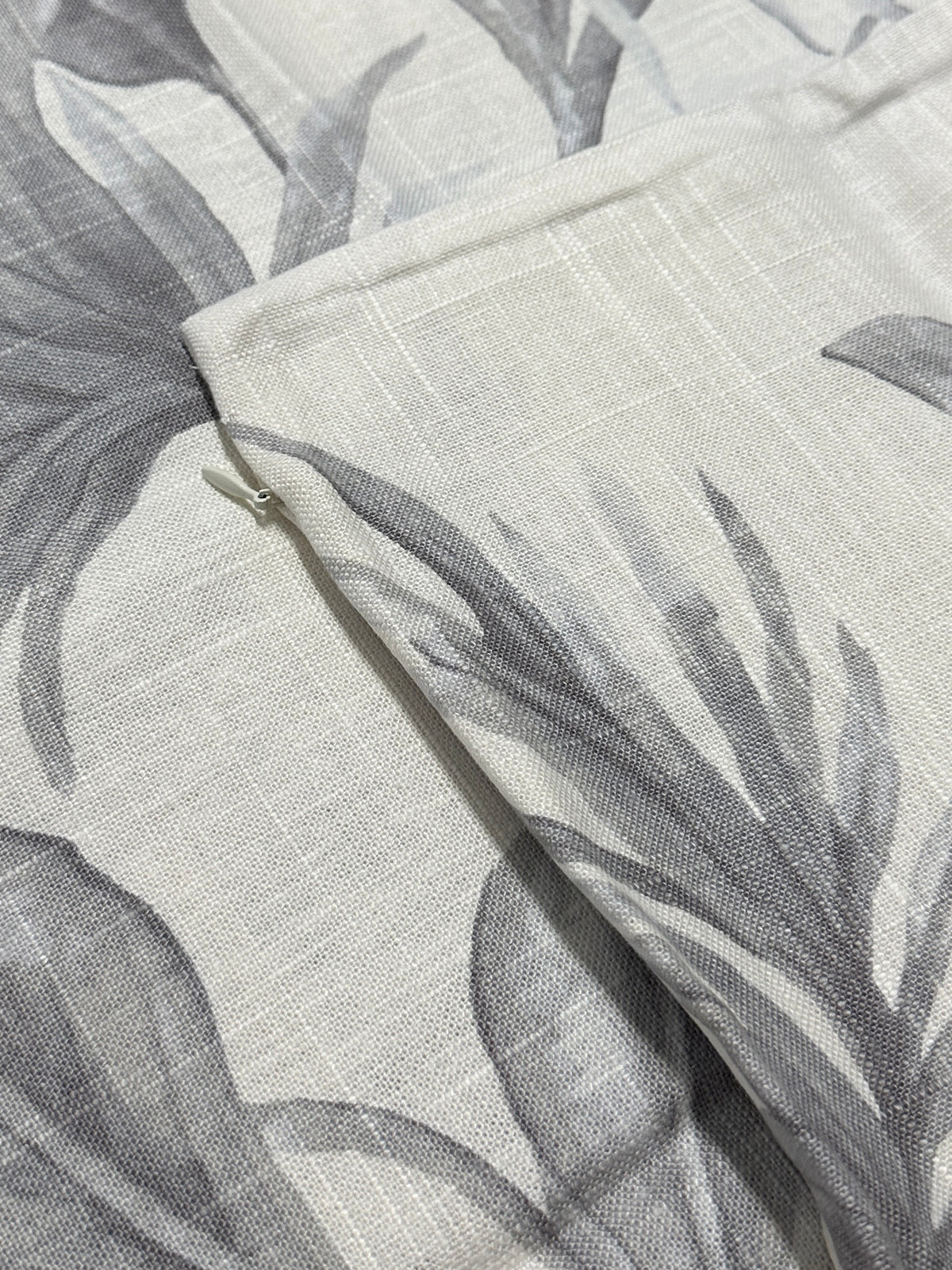 Linen Palm Pillow Cover - Gray