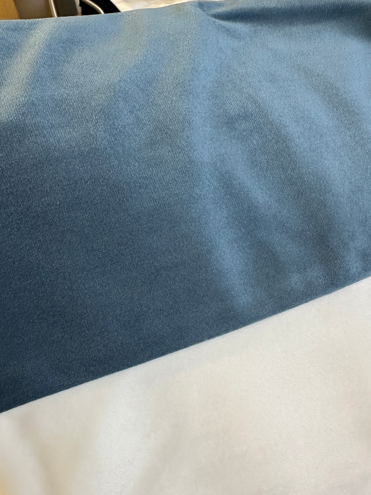 Velvet Colorblock Pillow Cover - Denum Blue