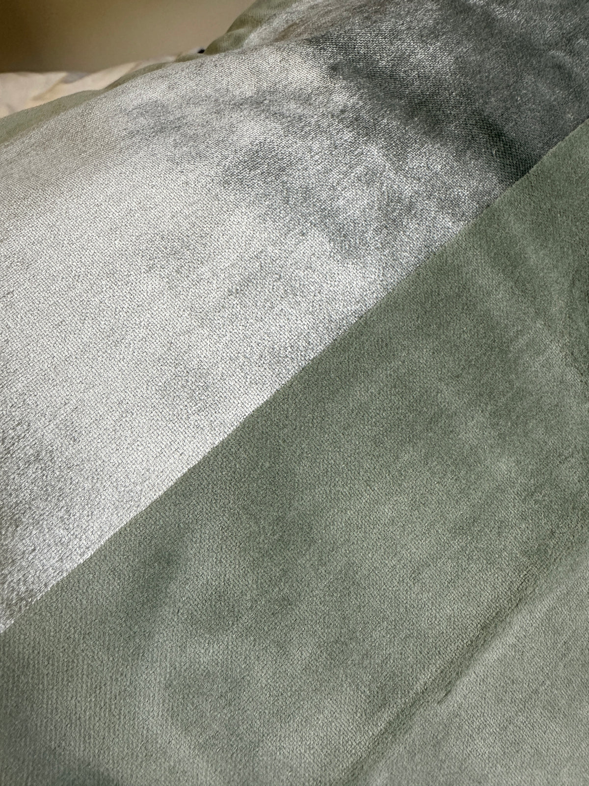 Velvet 2 Tone Stripe Pillow Cover - Sage