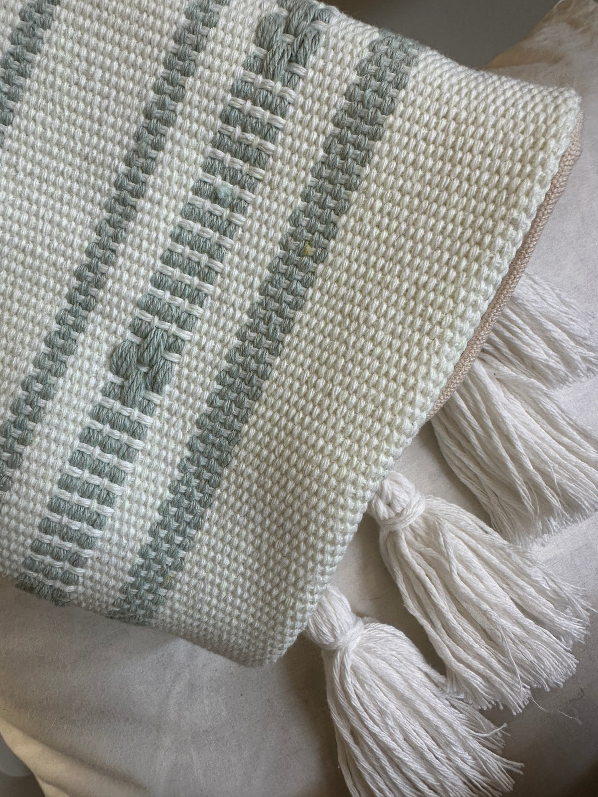 Tassle Pillow Cover - Mint Green - Last one!