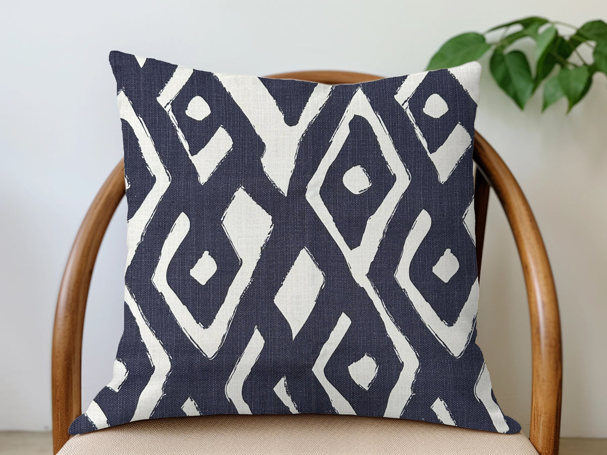Kuba Linen Pillow Cover - Ink Navy