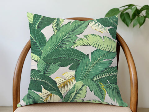 Gray Palm Leaf Pillow Cover