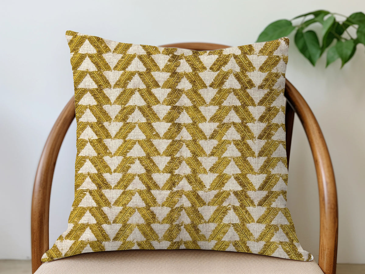 Fringe Linen Pillow Cover - Chartreuse/Gold