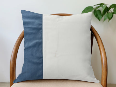 Velvet Colorblock Pillow Cover - Denum Blue