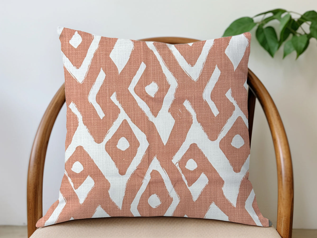 Kuba Linen Pillow Cover - Coral
