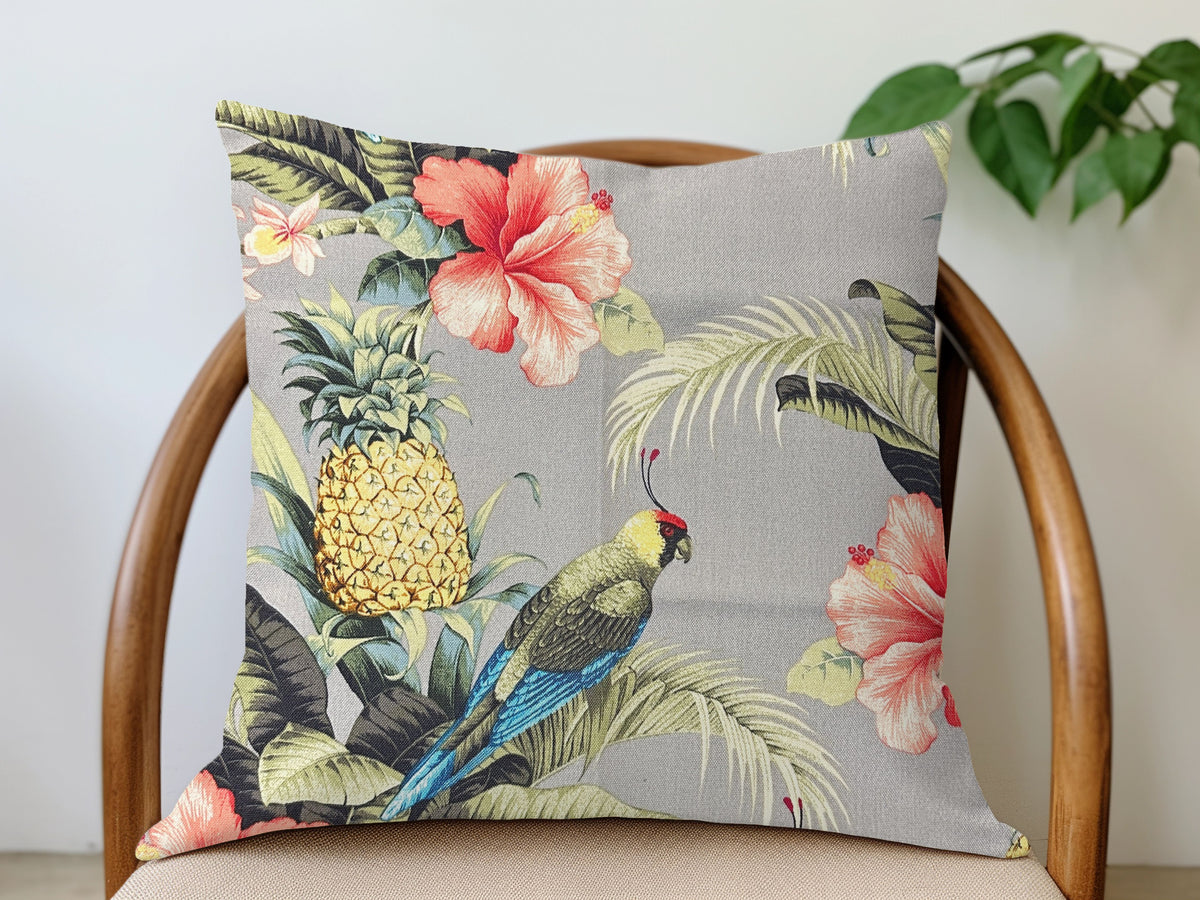 Outdoor Parrot Pillow Cover - Gray