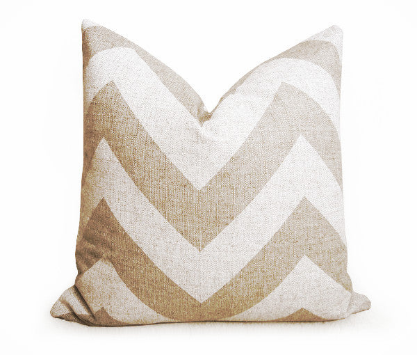 Grande Chevron Pillow Cover - Natural and White