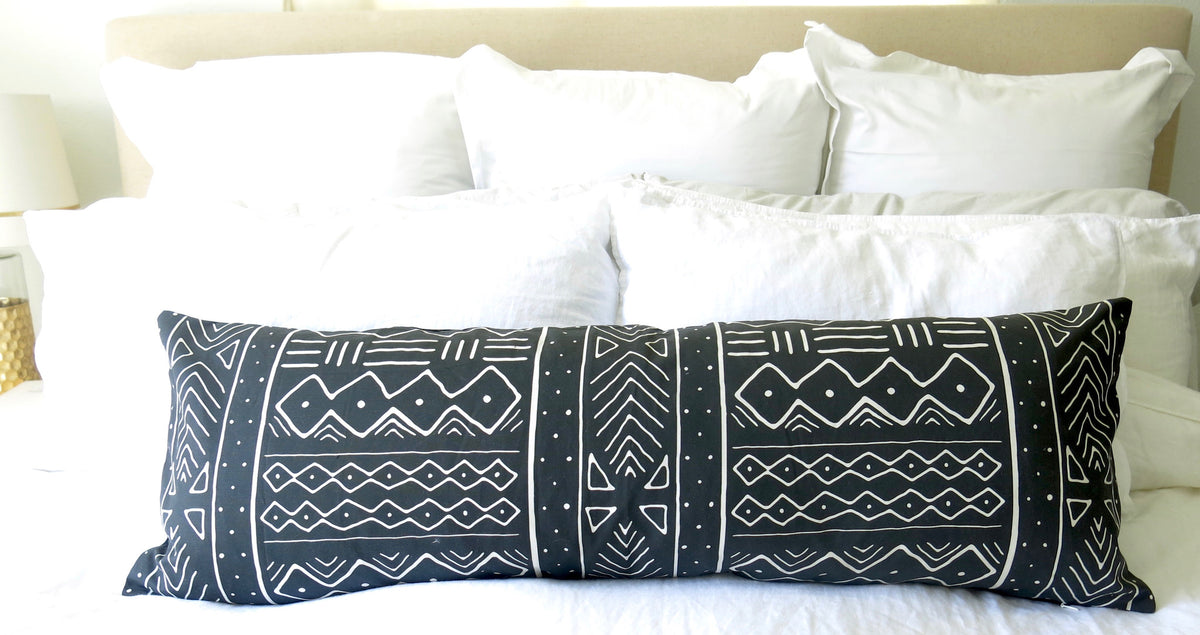 Mudcloth Pillow Cover - Faded Black
