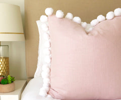 Pom Pom Pillow Cover - Blush