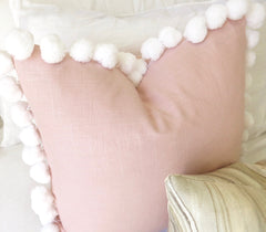 Pom Pom Pillow Cover - Blush