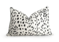 Les Touches Linen Pillow Cover - Black and Cream - 14x24 inch