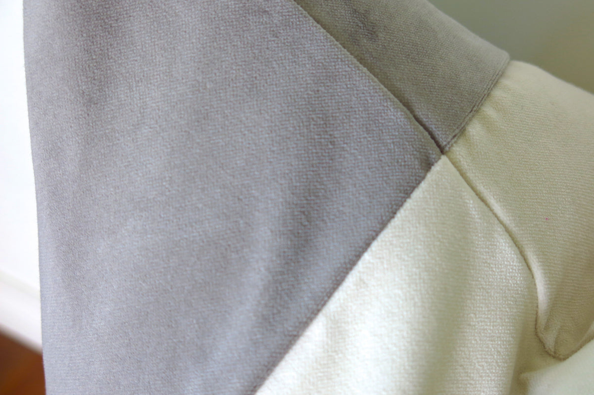 Classic Colorblock Velvet Pillow Cover - Gray & Ivory