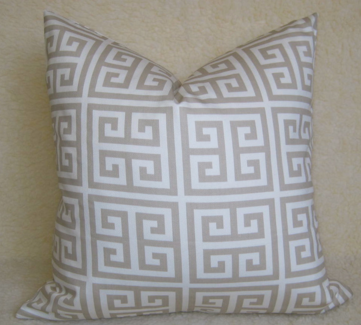 Greek Key Pillow Cover - Tan