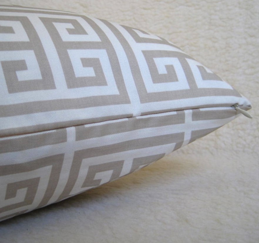 Greek Key Pillow Cover - Tan