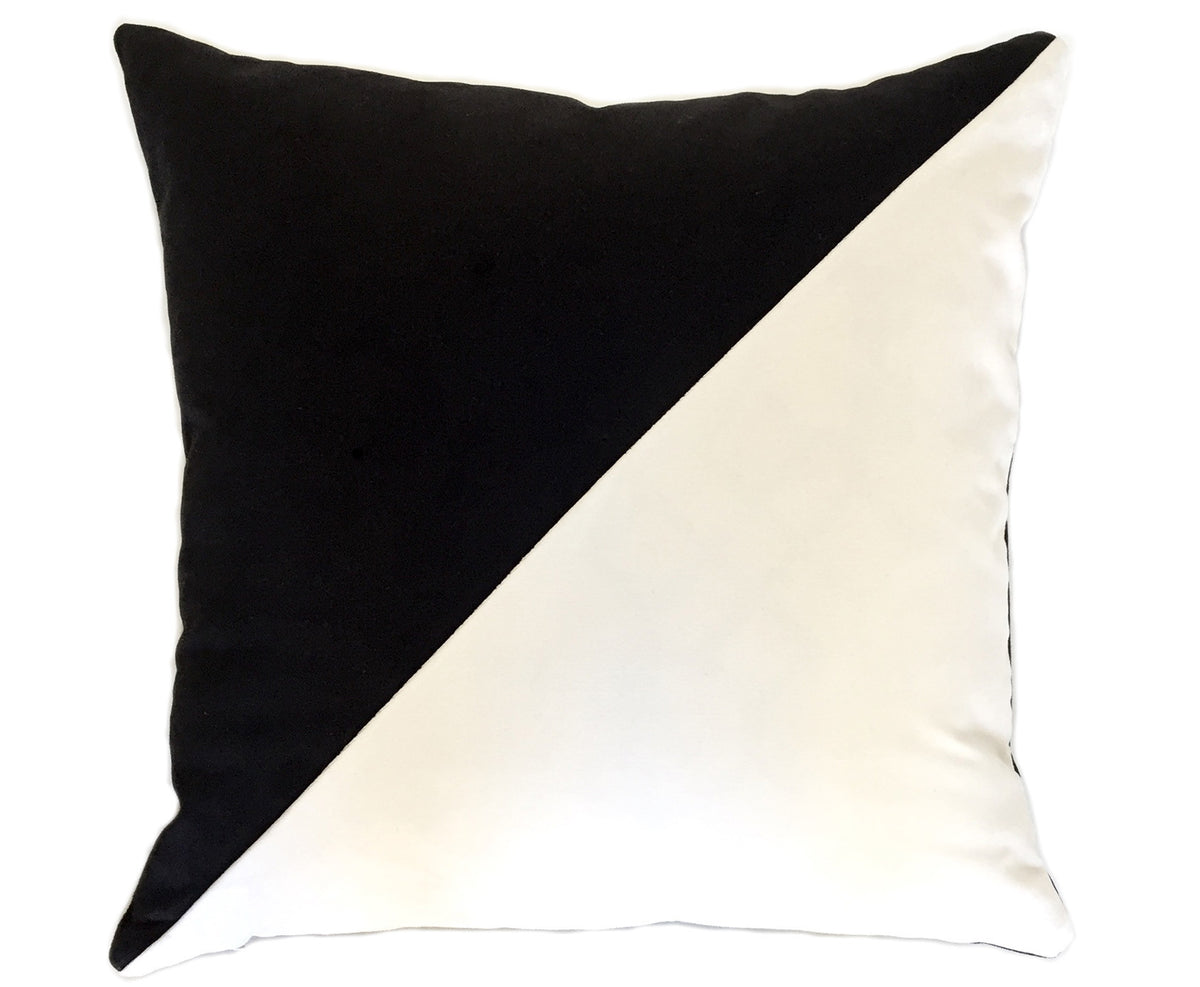 Slash Velvet Pillow Cover - Black and White