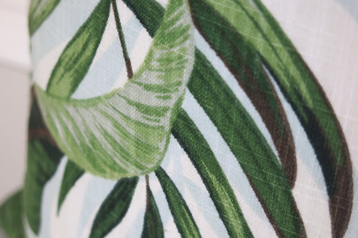 Tropical Palms Linen Pillow Cover
