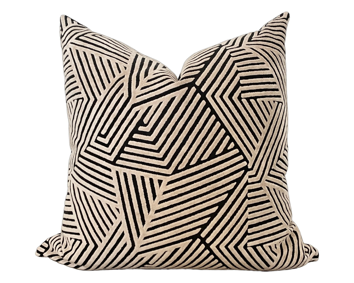 Sun Dial Pillow Cover - Cream and Black