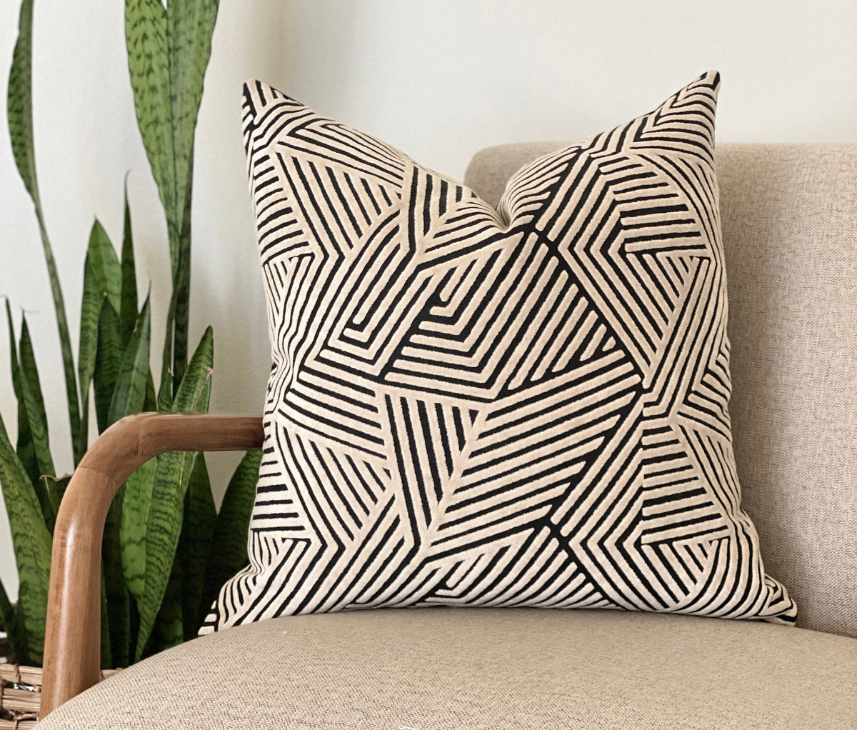 Sun Dial Pillow Cover - Cream and Black