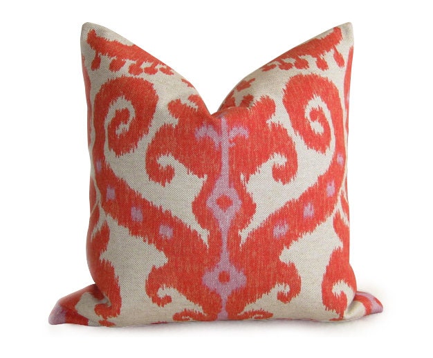 Ikat Designer Linen Pillow Cover - 18x18 inch