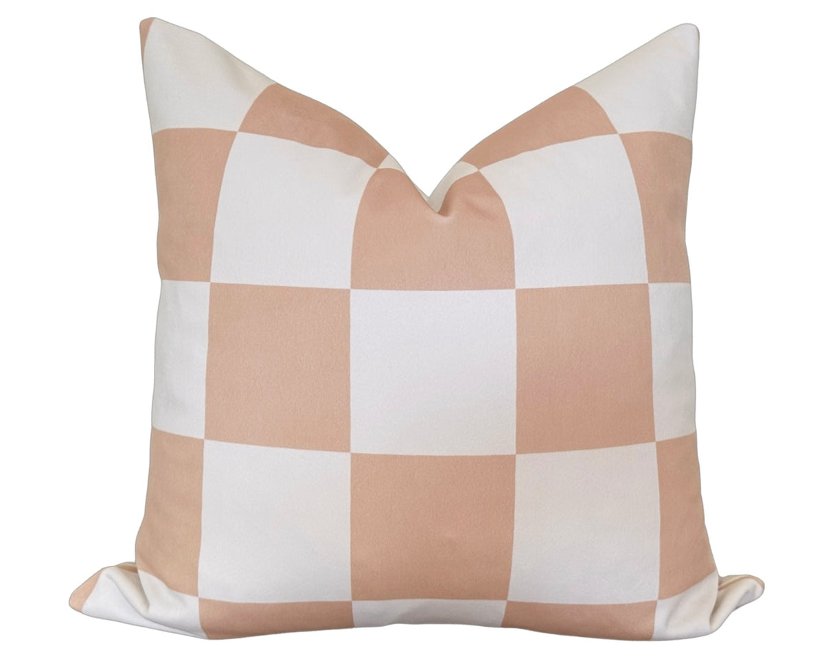 Check - Velvet Pillow Cover - Blush