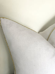 Gilded - White Linen Pillow Cover - Gold Piping