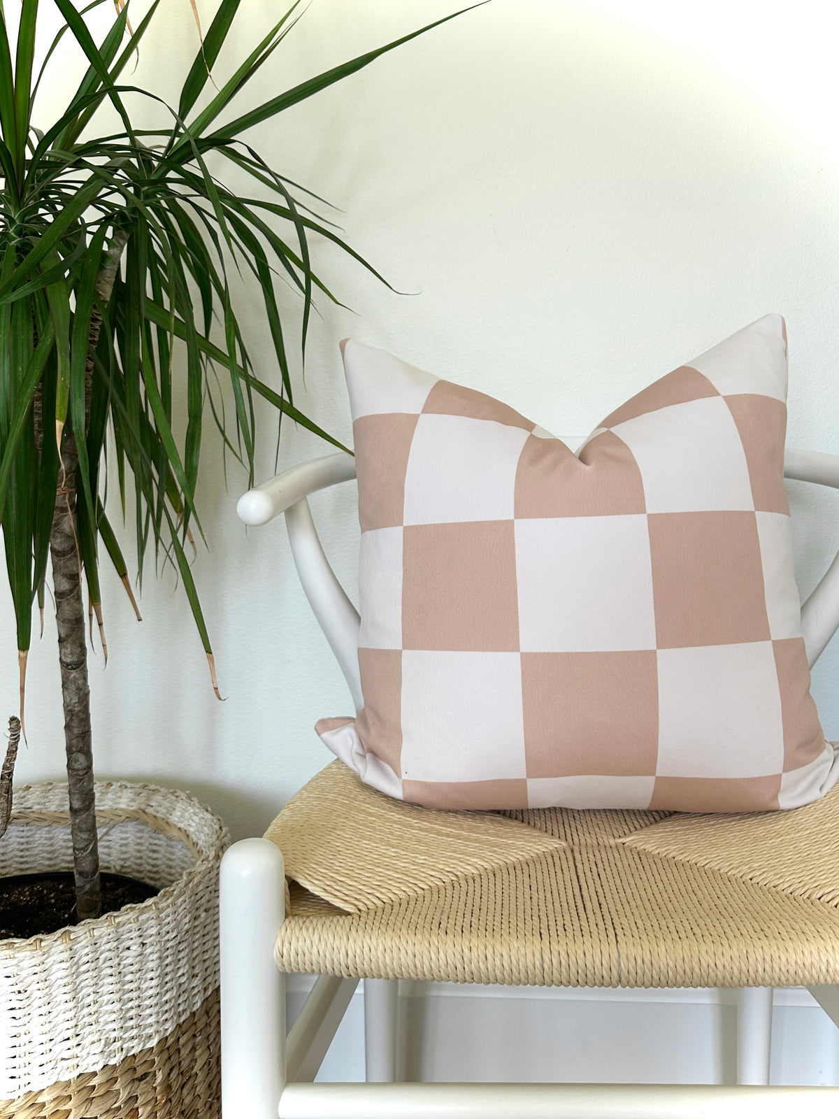 Check - Velvet Pillow Cover - Blush