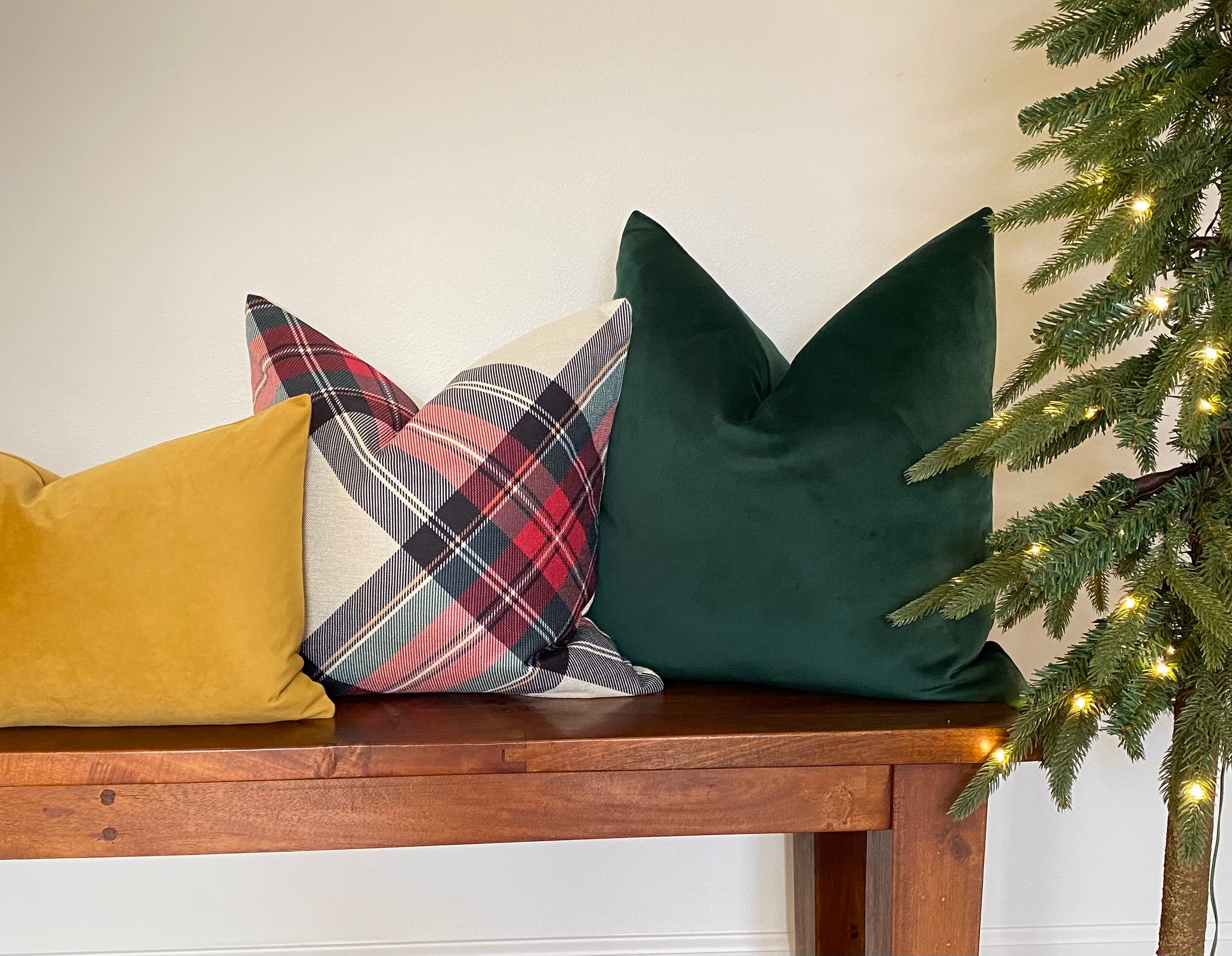 Christmas Pillows, Green Plaid Pillow Cover, Tartan Pillow Covers