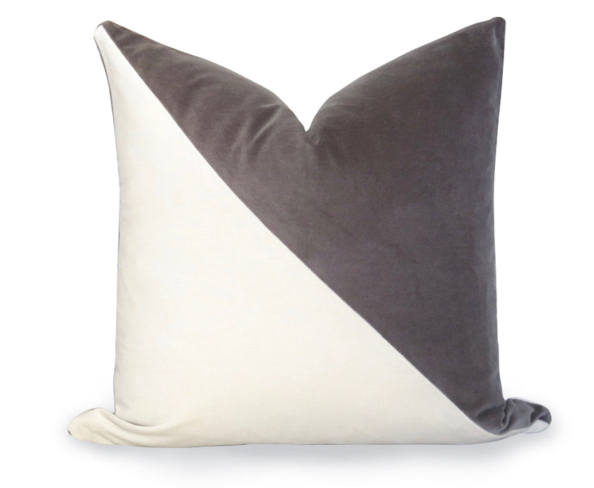 Slash Velvet Pillow Cover - Gray
